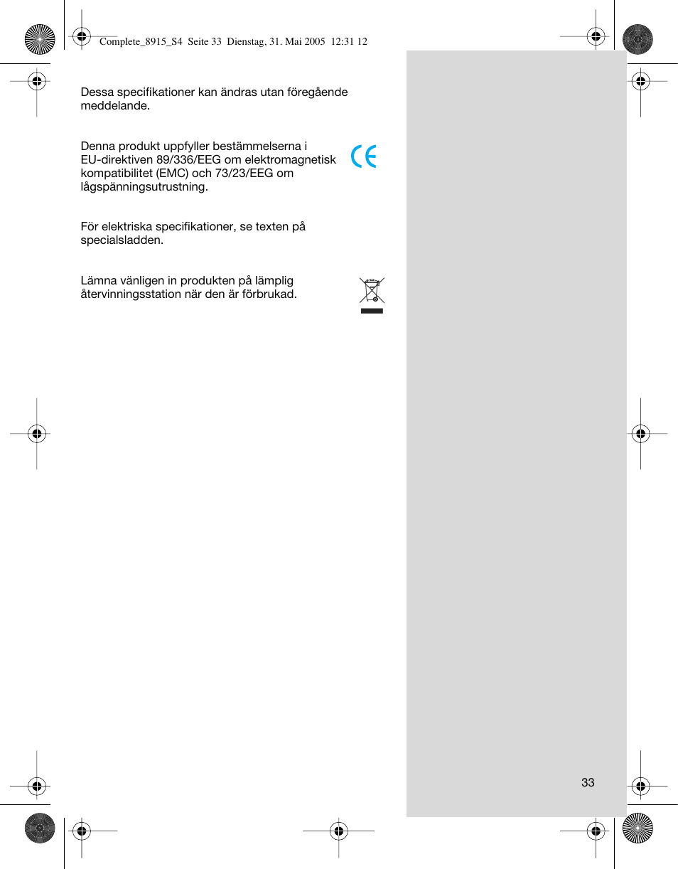 Braun 8915 360°Complete User Manual | Page 33 / 50