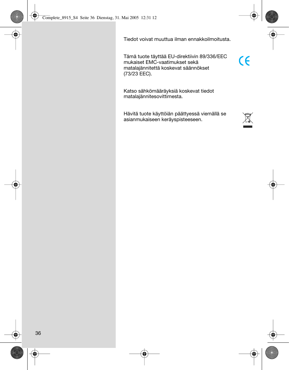 Braun 8915 360°Complete User Manual | Page 36 / 50