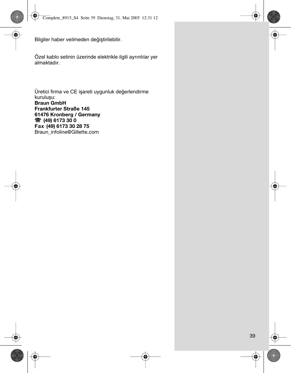 Braun 8915 360°Complete User Manual | Page 39 / 50