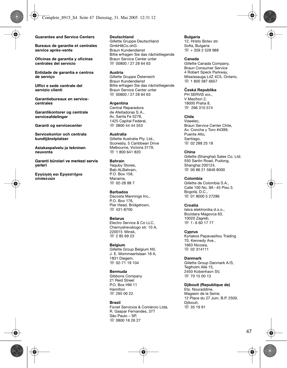Braun 8915 360°Complete User Manual | Page 47 / 50