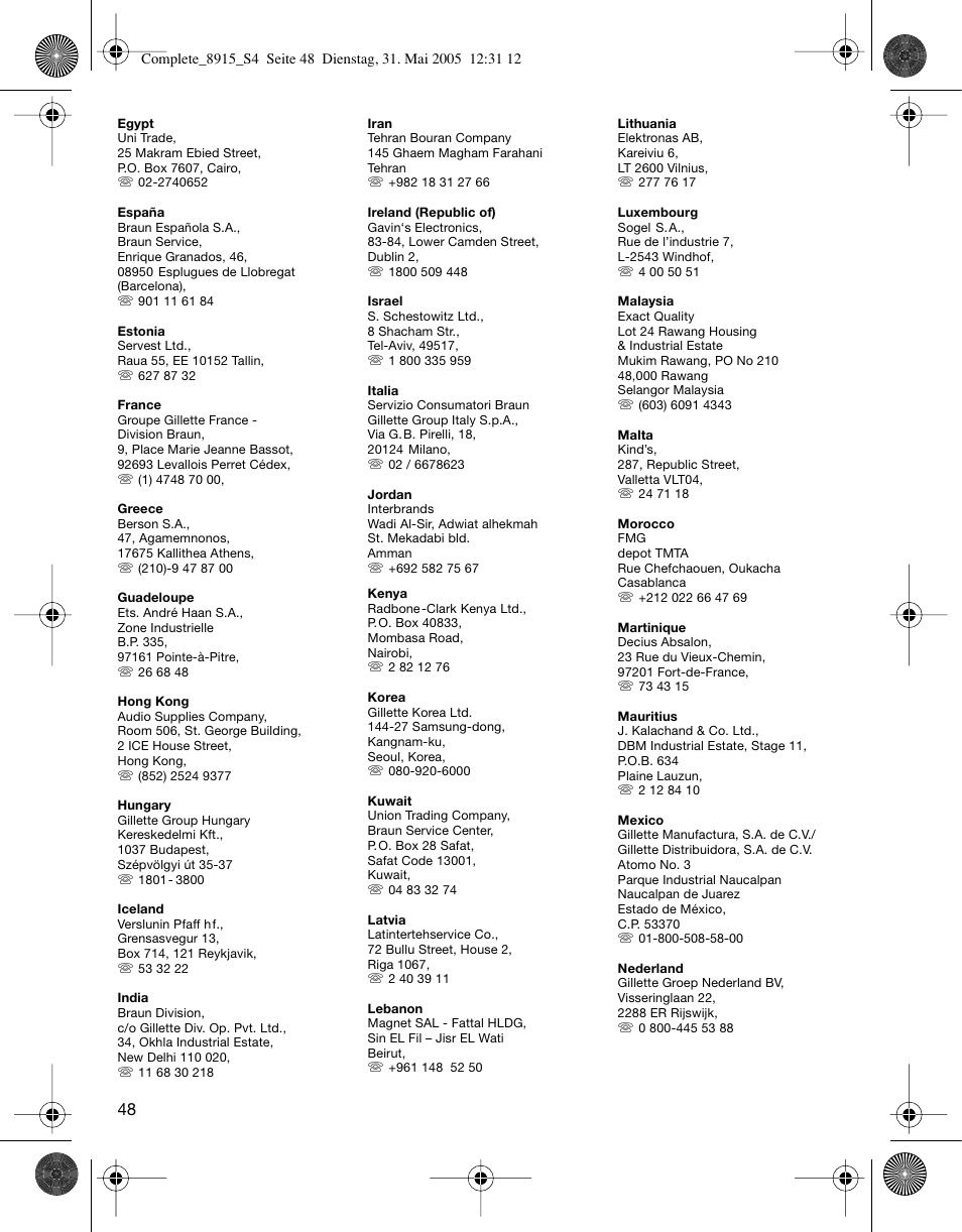 Braun 8915 360°Complete User Manual | Page 48 / 50