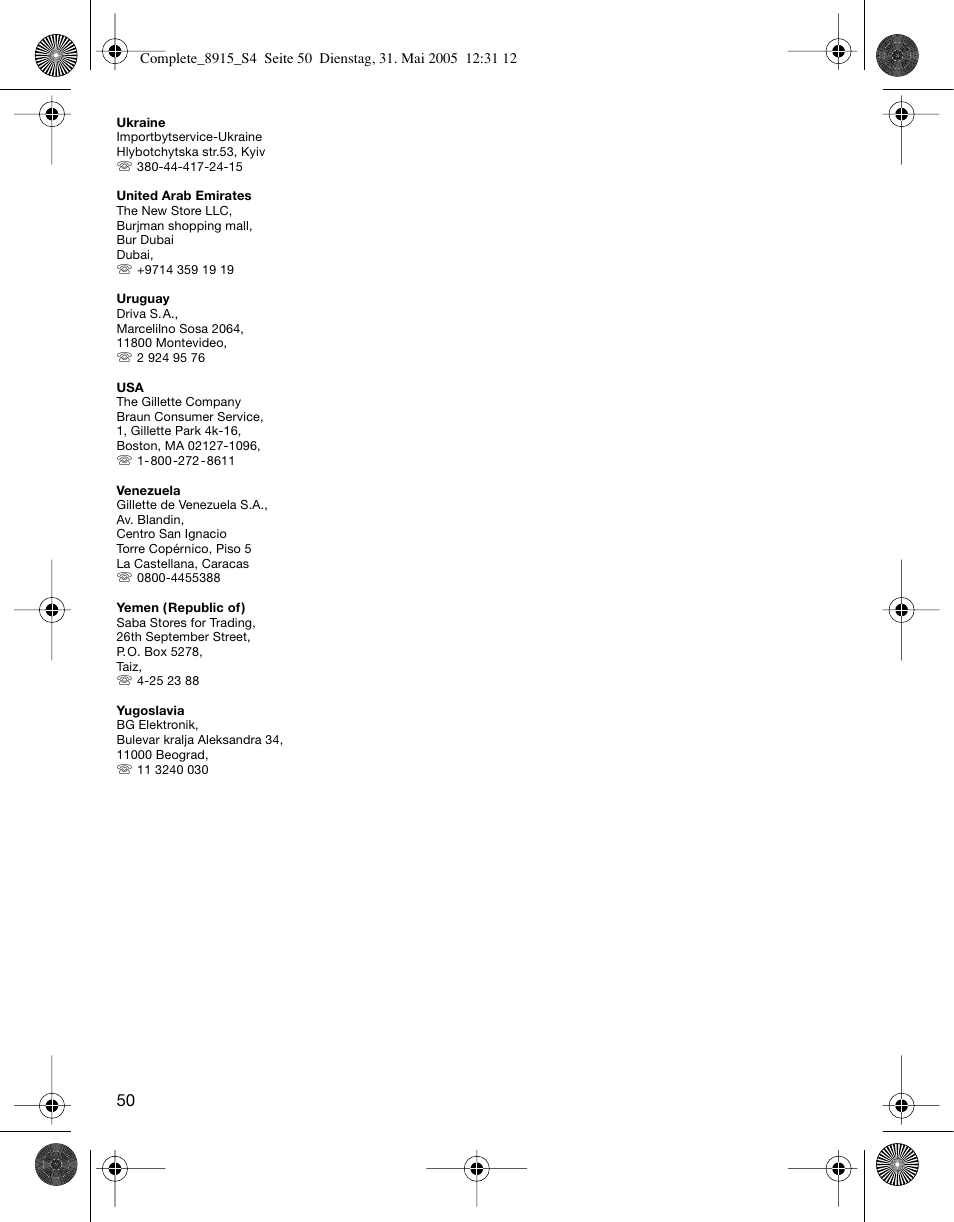Braun 8915 360°Complete User Manual | Page 50 / 50