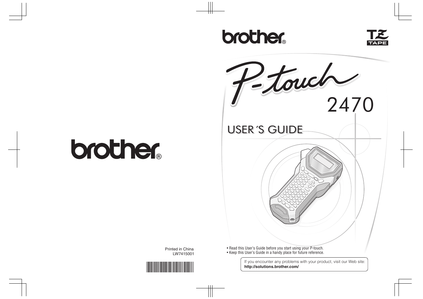 User´s guide | Brother PT-2470 User Manual | Page 66 / 66