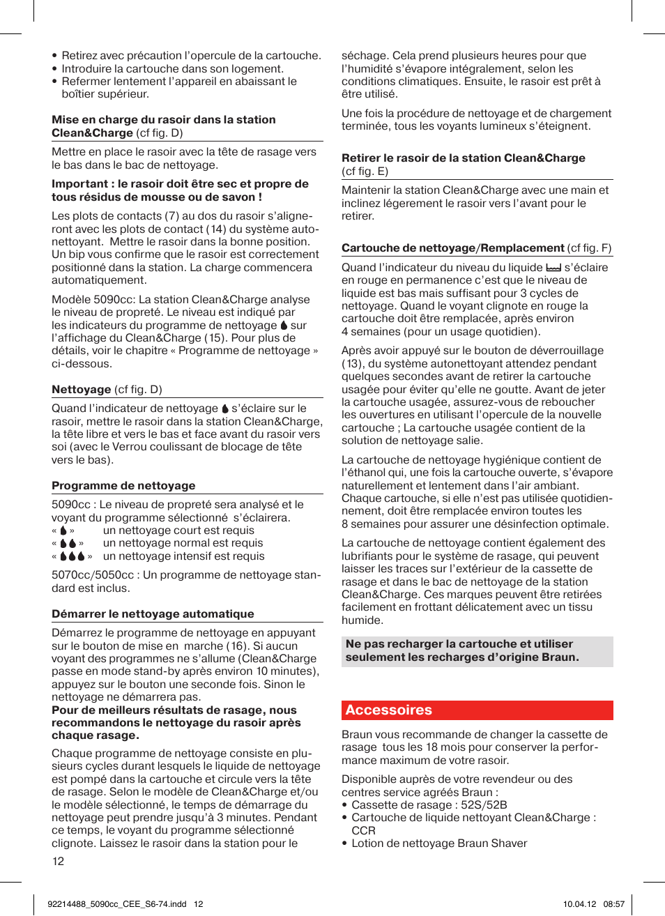 Accessoires | Braun 5090cc Series 5 User Manual | Page 12 / 76