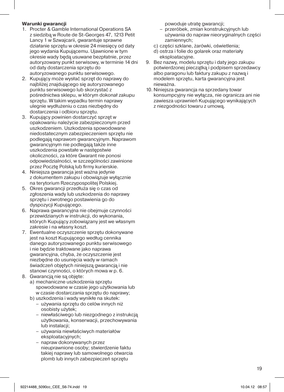 Braun 5090cc Series 5 User Manual | Page 19 / 76