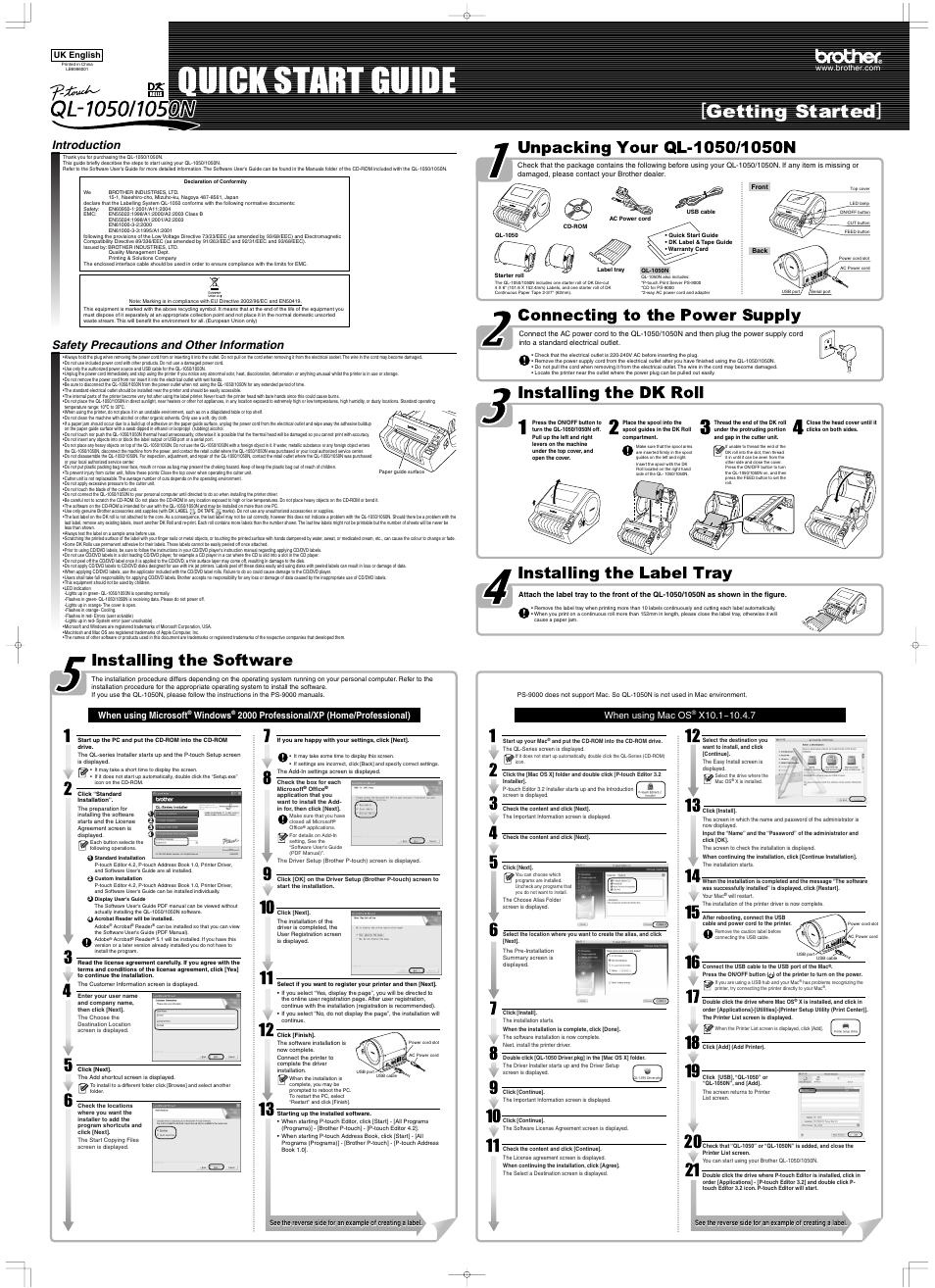 Brother QL-1050 User Manual | 2 pages