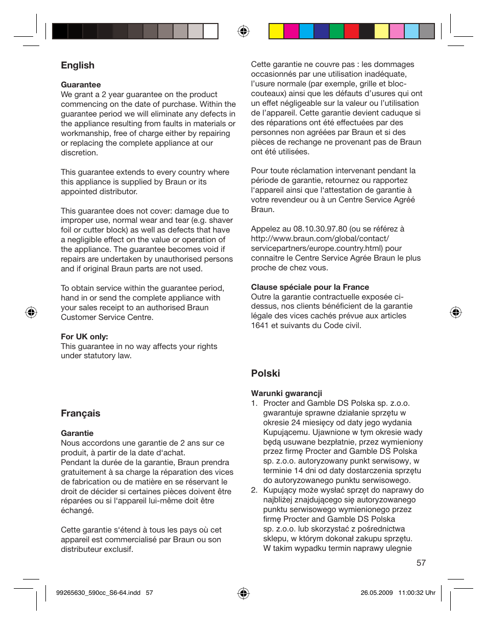 Braun 570cc-5751 Series 5 User Manual | Page 57 / 62