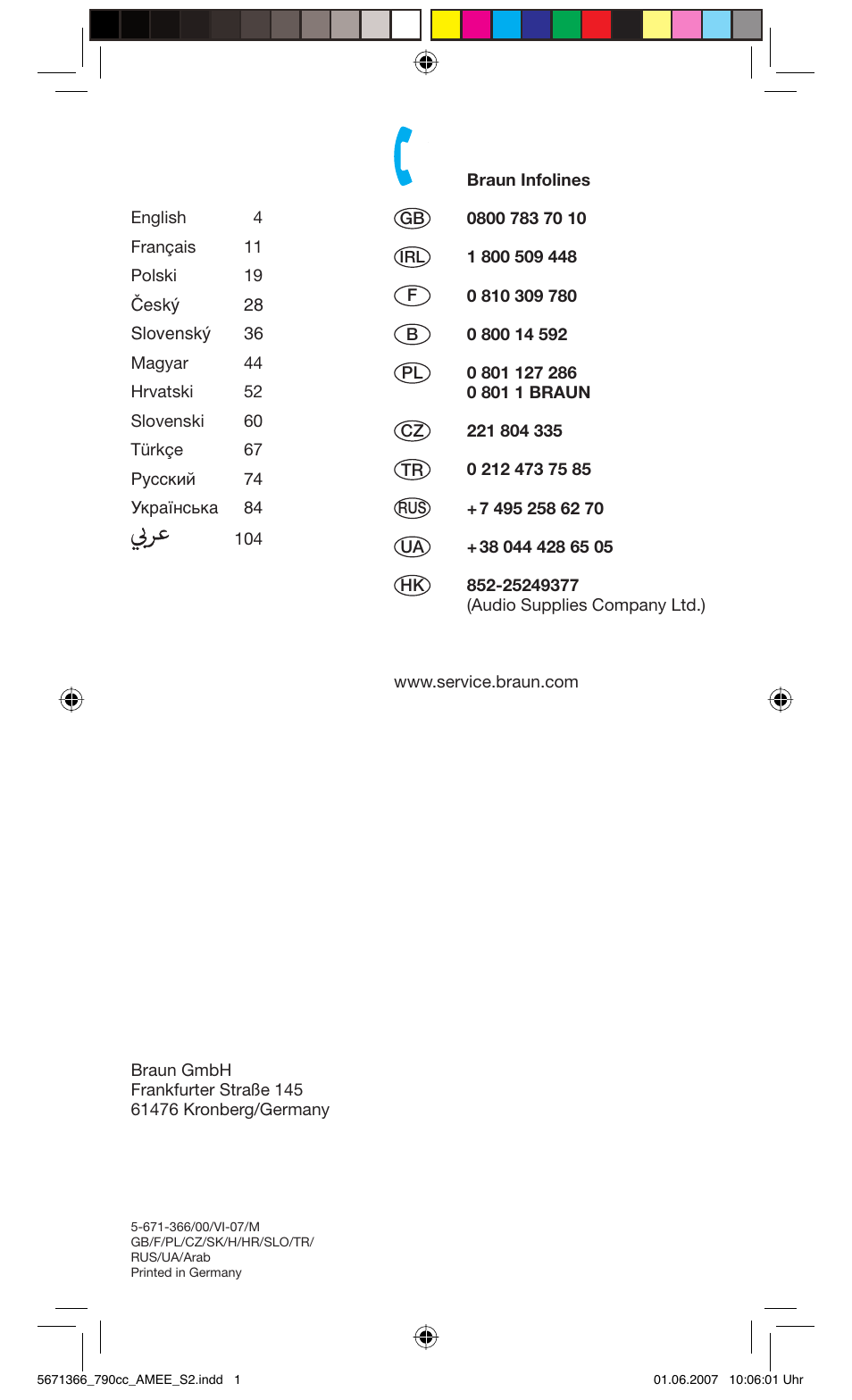 Braun 790cc Series 7 User Manual | Page 2 / 104