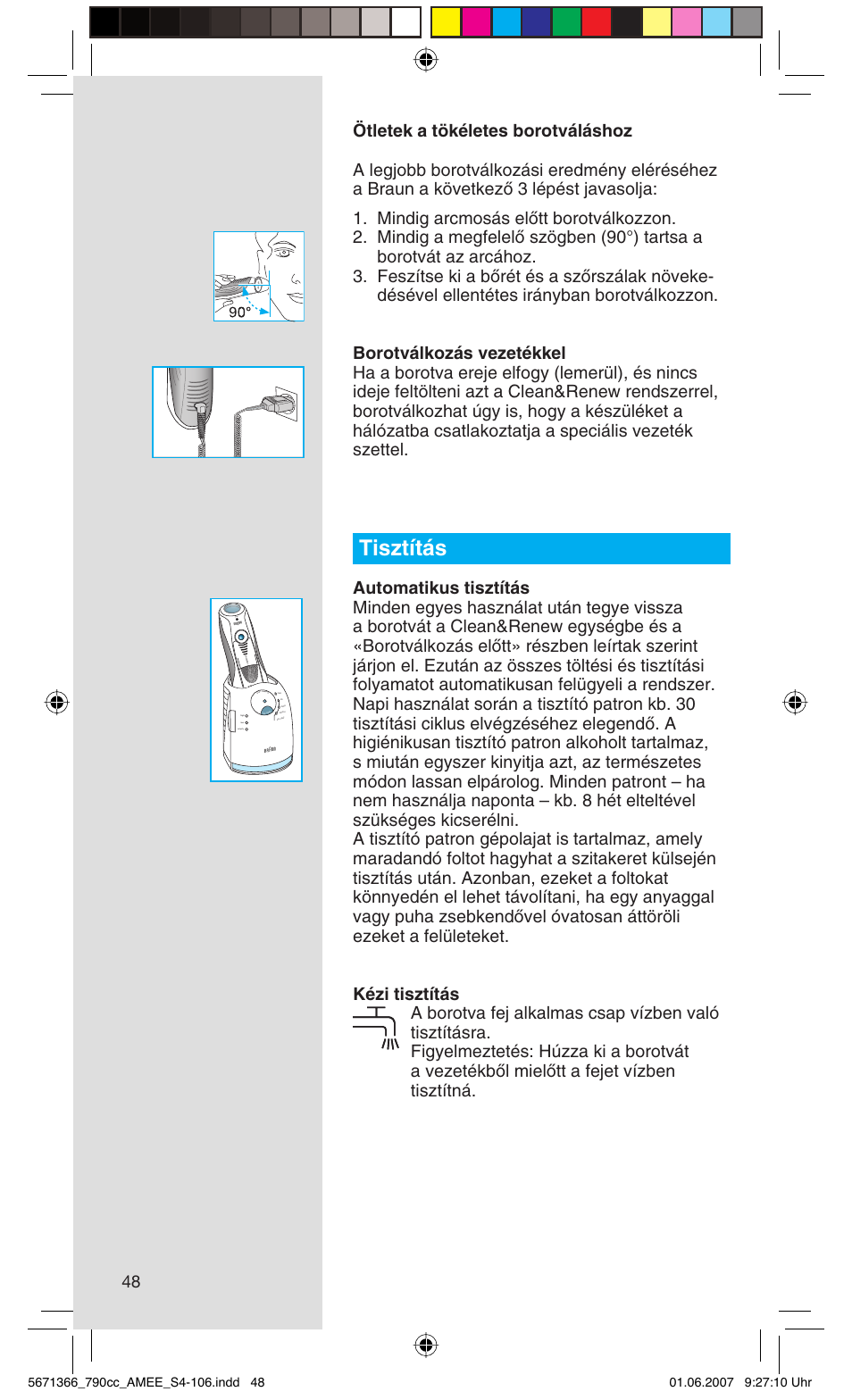 Tisztítás, Rese t | Braun 790cc Series 7 User Manual | Page 48 / 104