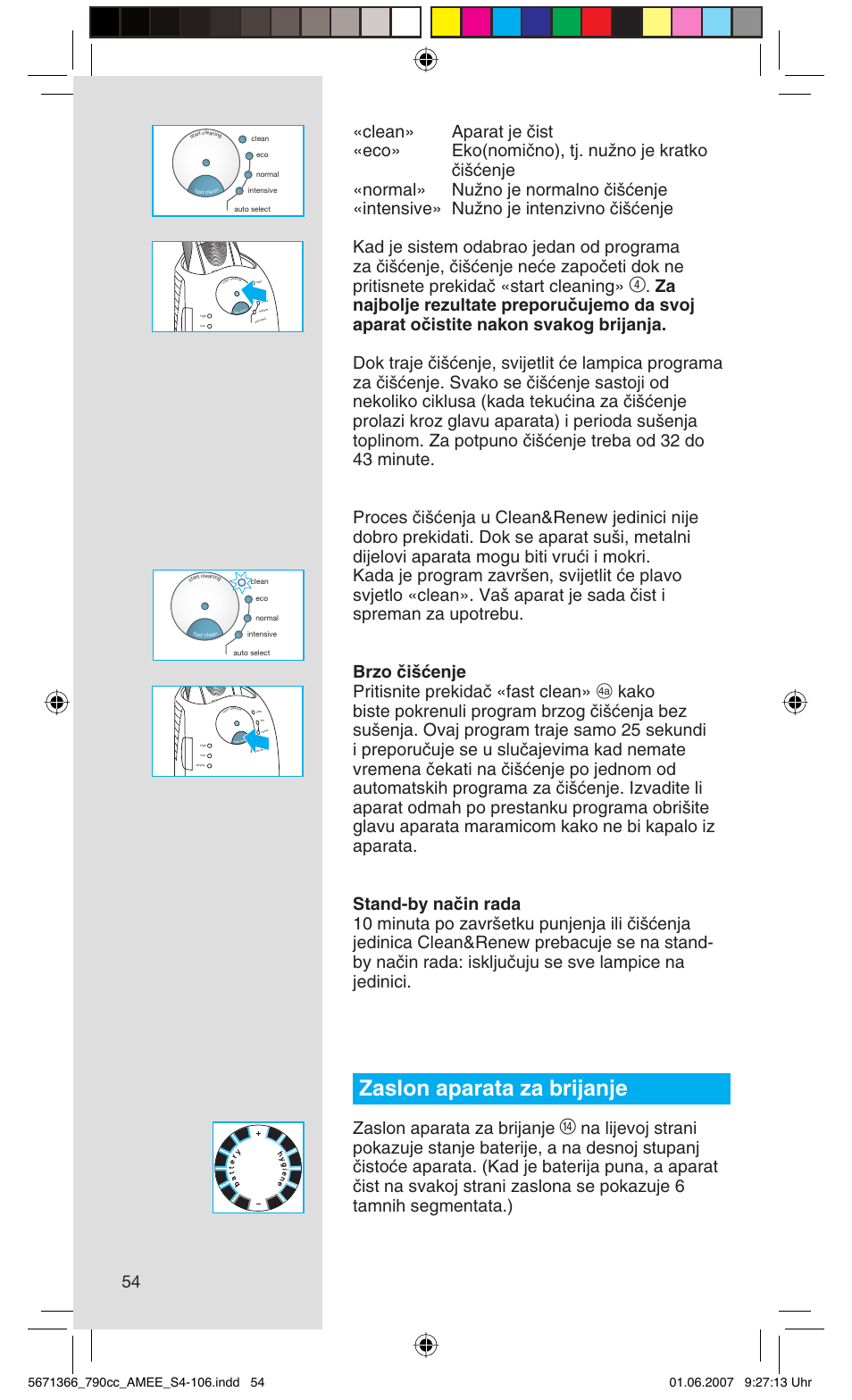 Zaslon aparata za brijanje | Braun 790cc Series 7 User Manual | Page 54 / 104