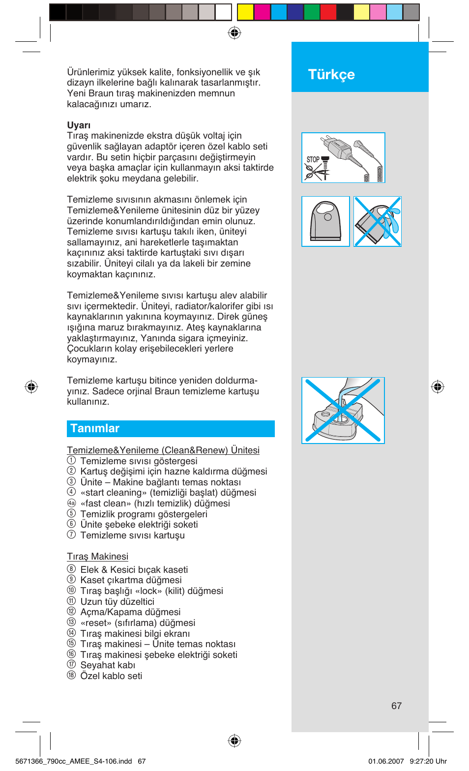 Türkçe, Tanımlar | Braun 790cc Series 7 User Manual | Page 67 / 104