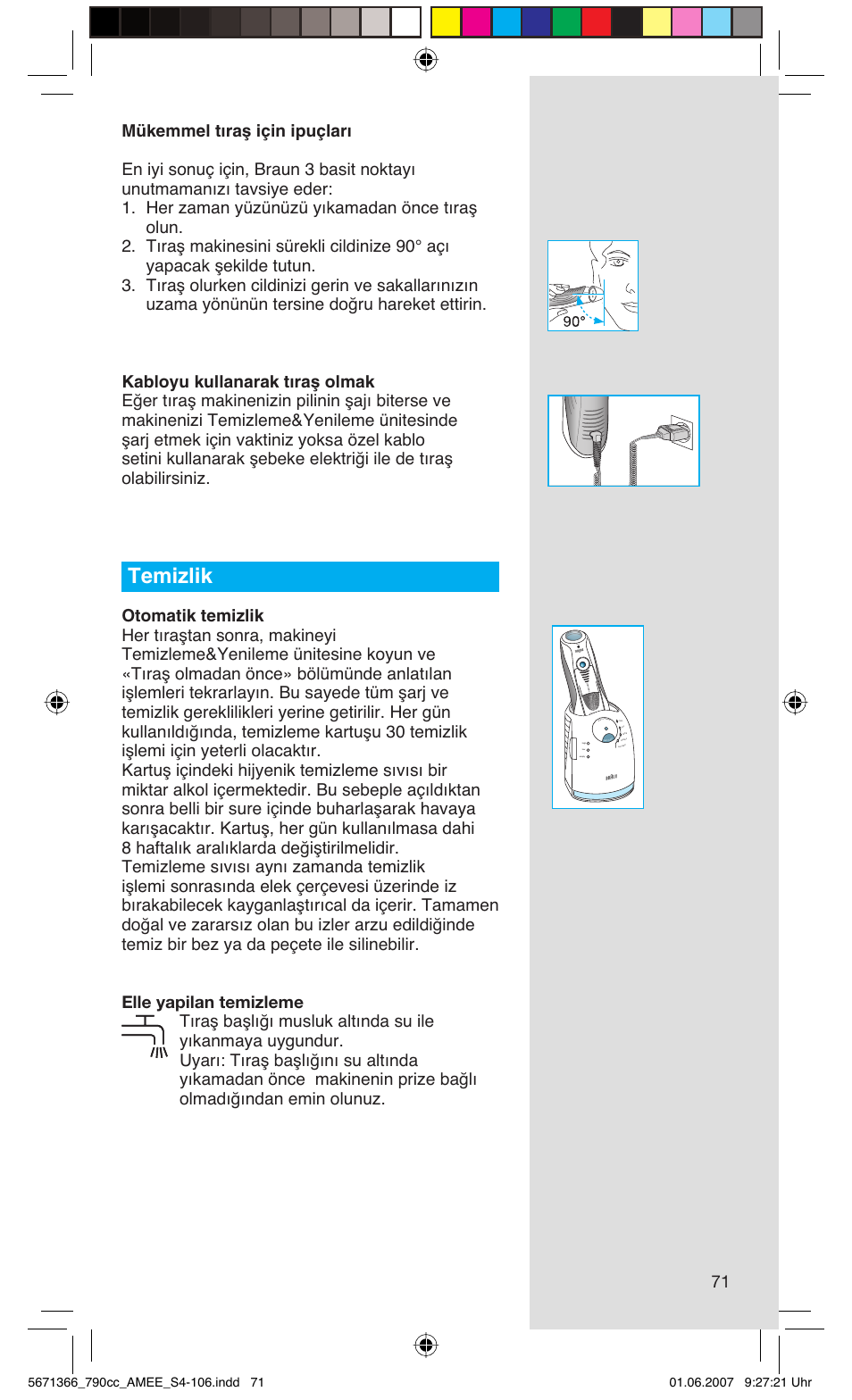 Temizlik, Rese t | Braun 790cc Series 7 User Manual | Page 71 / 104