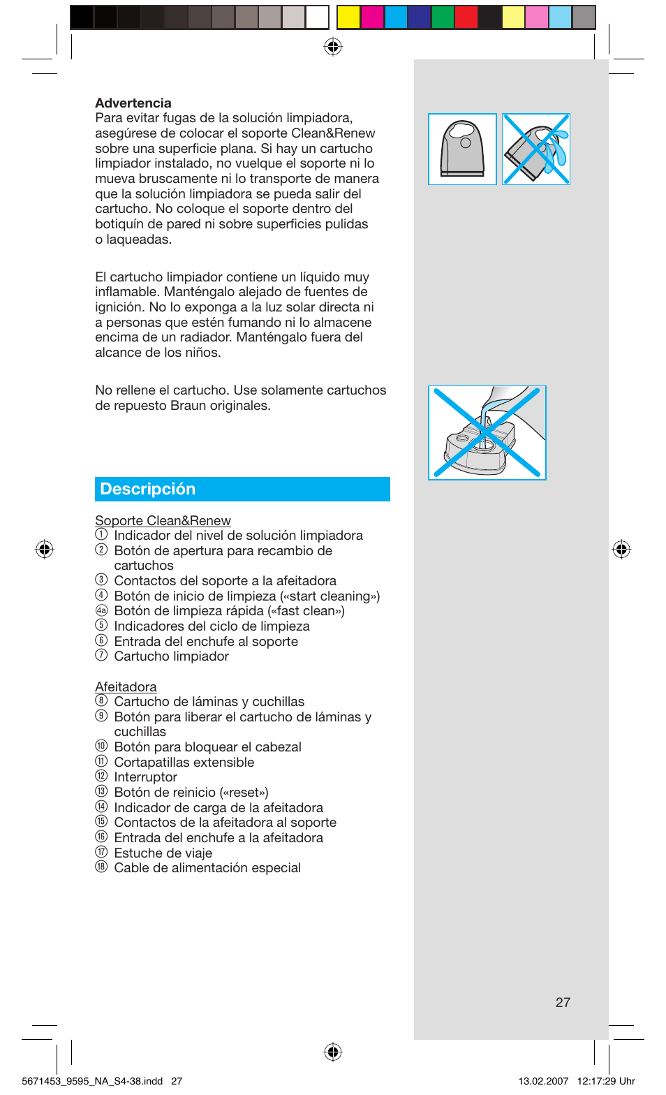 Descripción | Braun 9595 Pulsonic User Manual | Page 27 / 35
