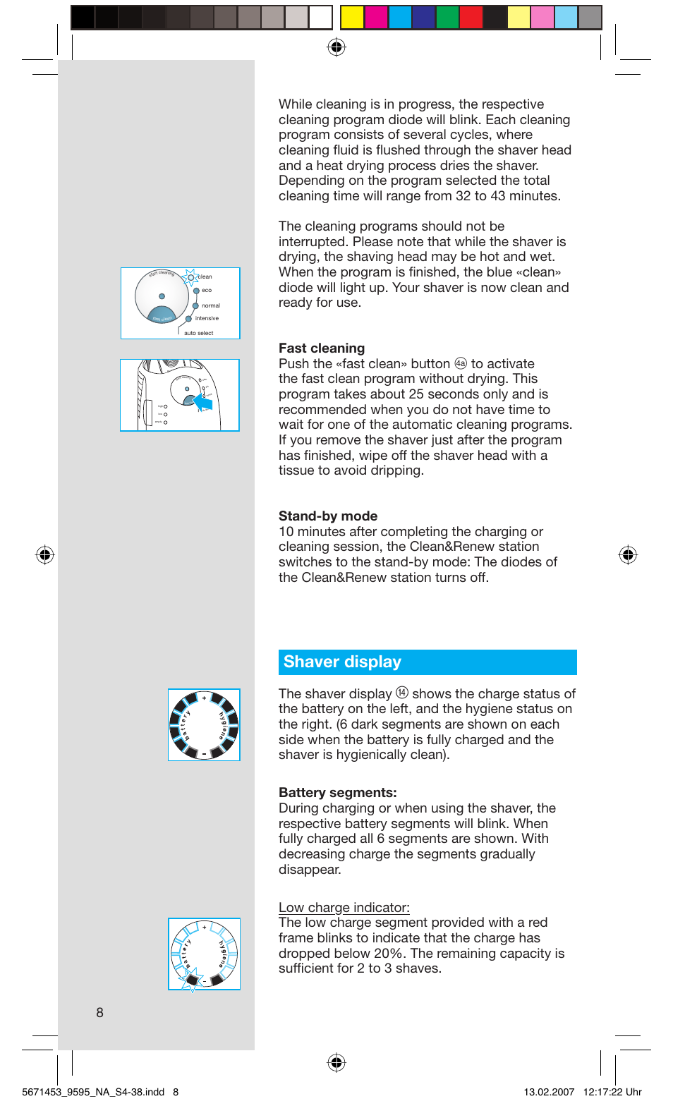 Shaver display, The shaver display | Braun 9595 Pulsonic User Manual | Page 8 / 35