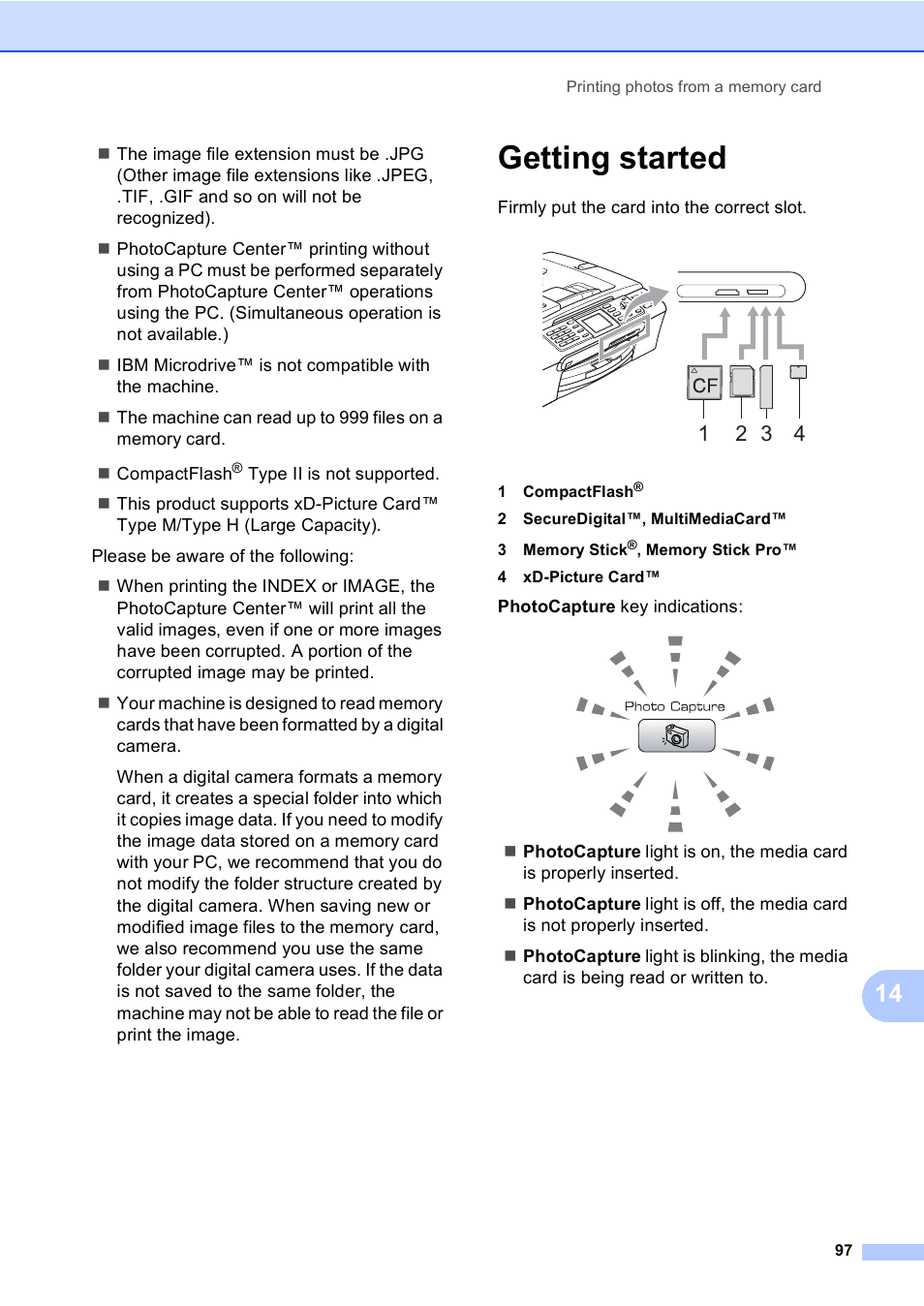 Getting started | Brother MFC-440CN User Manual | Page 109 / 201