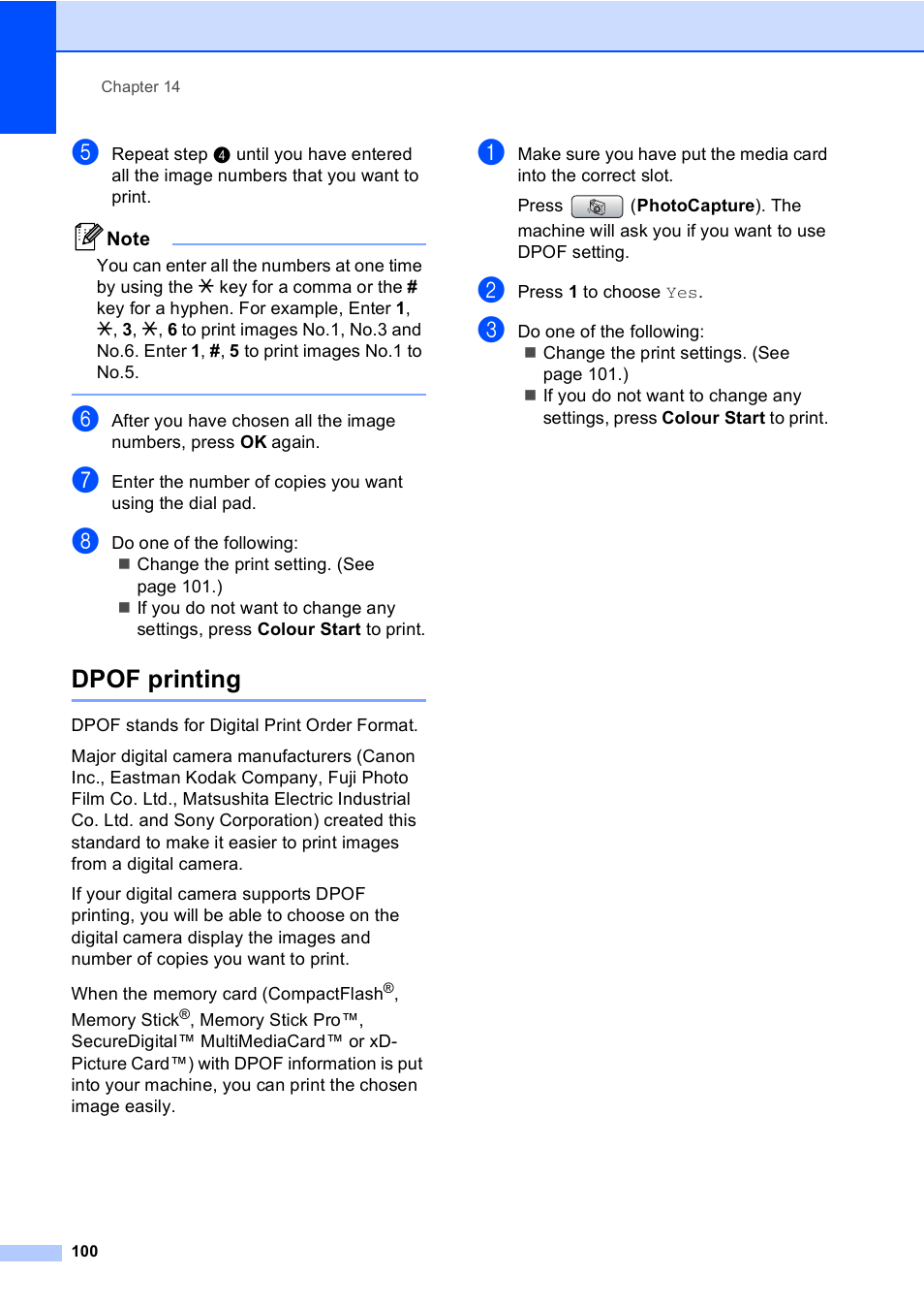 Dpof printing | Brother MFC-440CN User Manual | Page 112 / 201
