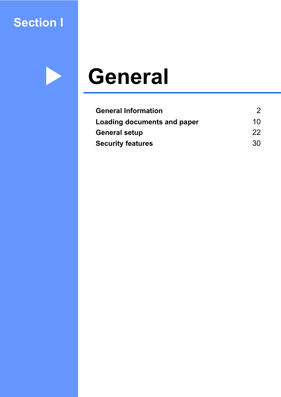 Section i:general, Section i general, General | Brother MFC-440CN User Manual | Page 13 / 201