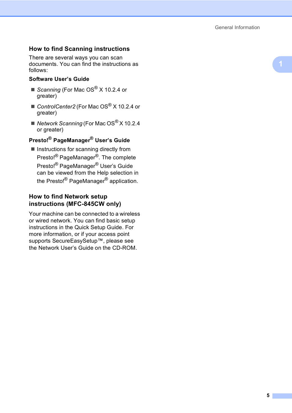 How to find scanning instructions | Brother MFC-440CN User Manual | Page 17 / 201