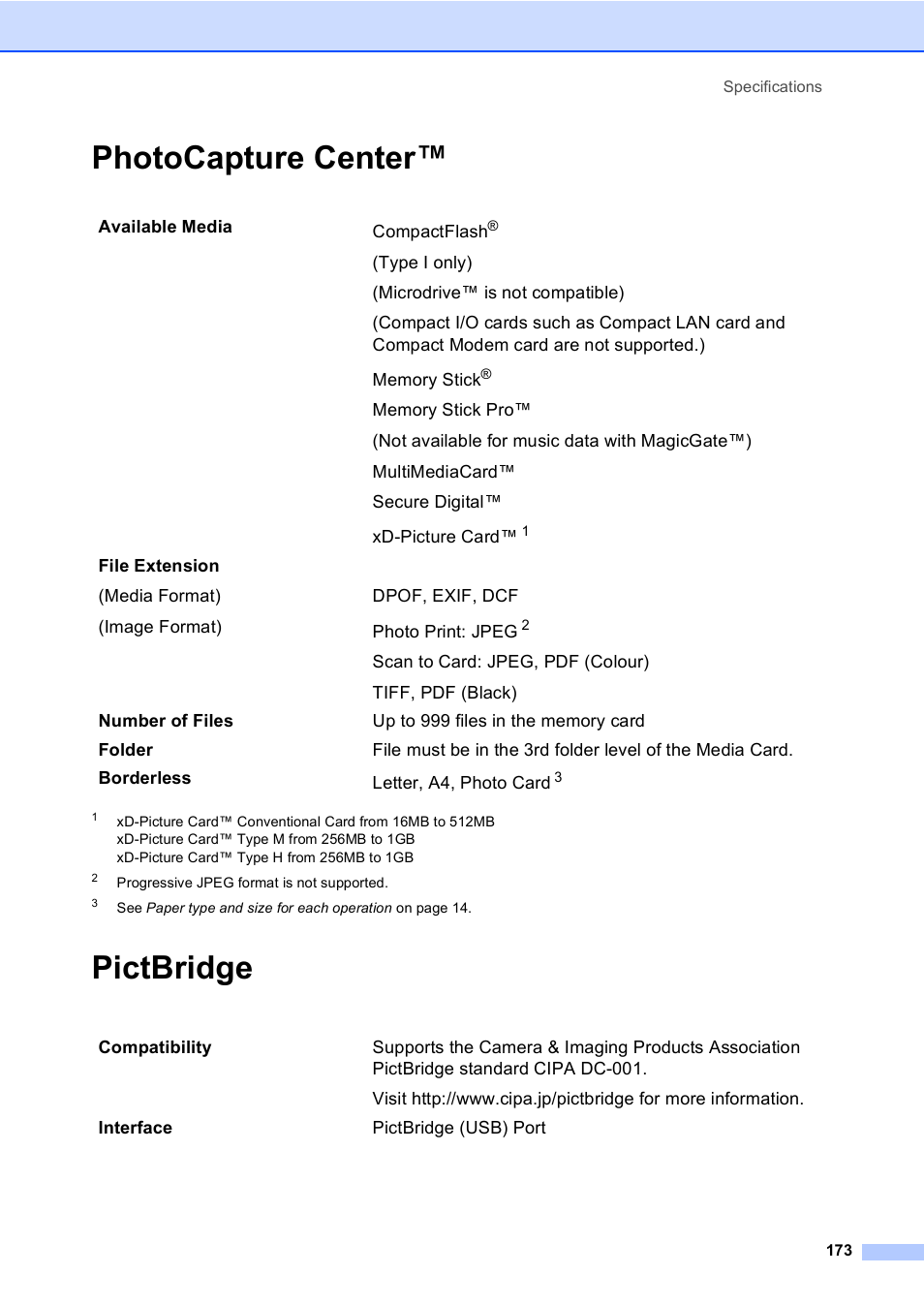 Photocapture center, Pictbridge, Photocapture center™ pictbridge | Brother MFC-440CN User Manual | Page 185 / 201