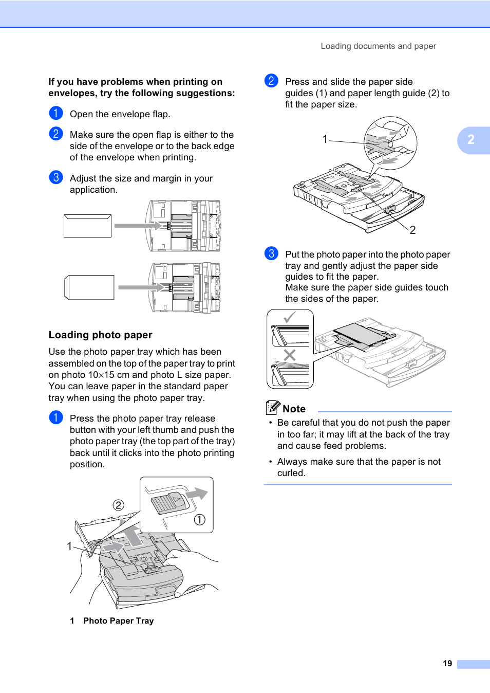 Loading photo paper | Brother MFC-440CN User Manual | Page 31 / 201