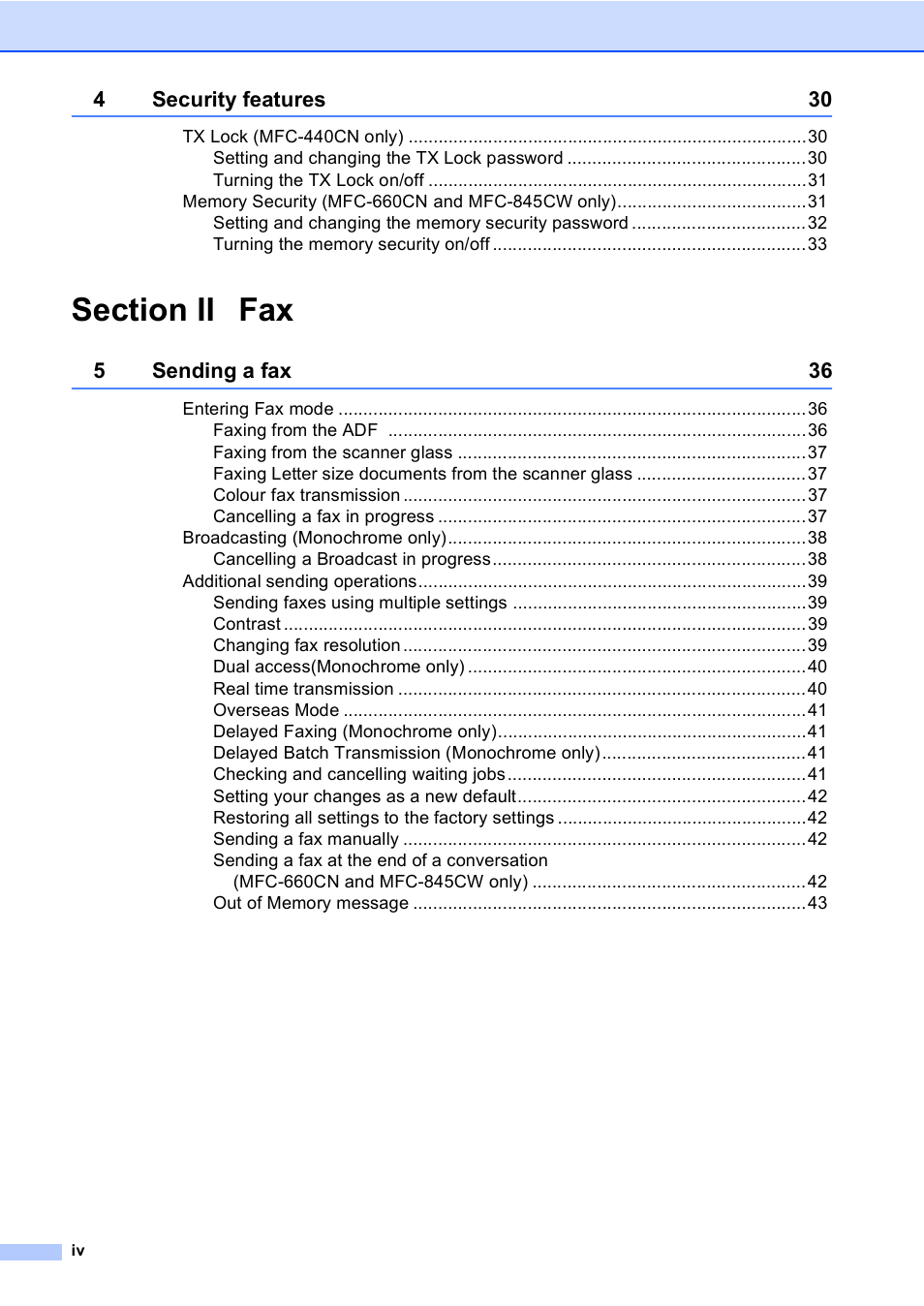 Brother MFC-440CN User Manual | Page 6 / 201