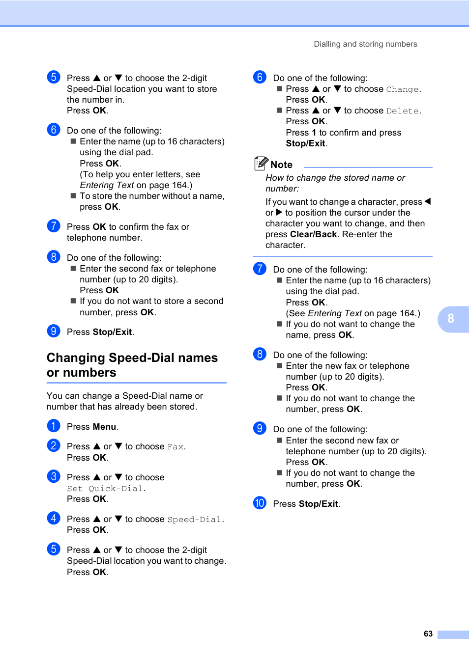 Changing speed-dial names or numbers | Brother MFC-440CN User Manual | Page 75 / 201