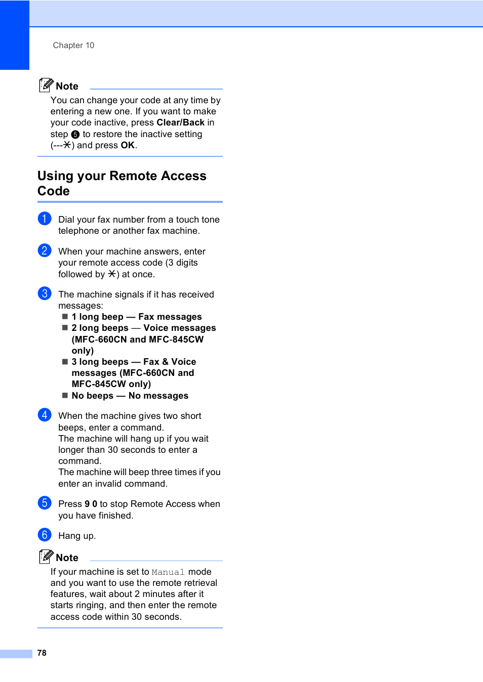 Using your remote access code | Brother MFC-440CN User Manual | Page 90 / 201