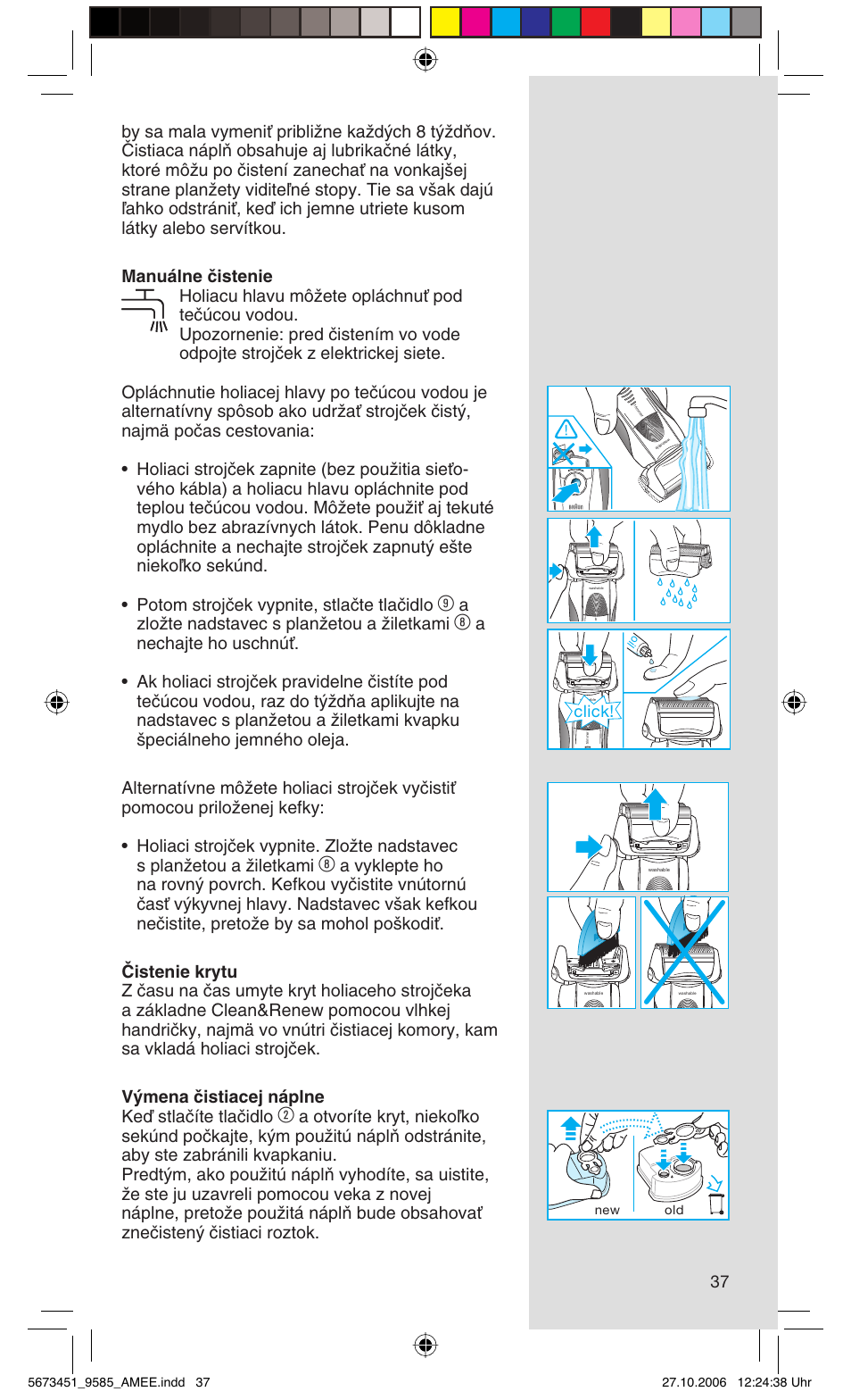 Azloïte nadstavec s planïetou a ïiletkami, Click | Braun 9585 Pulsonic User Manual | Page 37 / 94