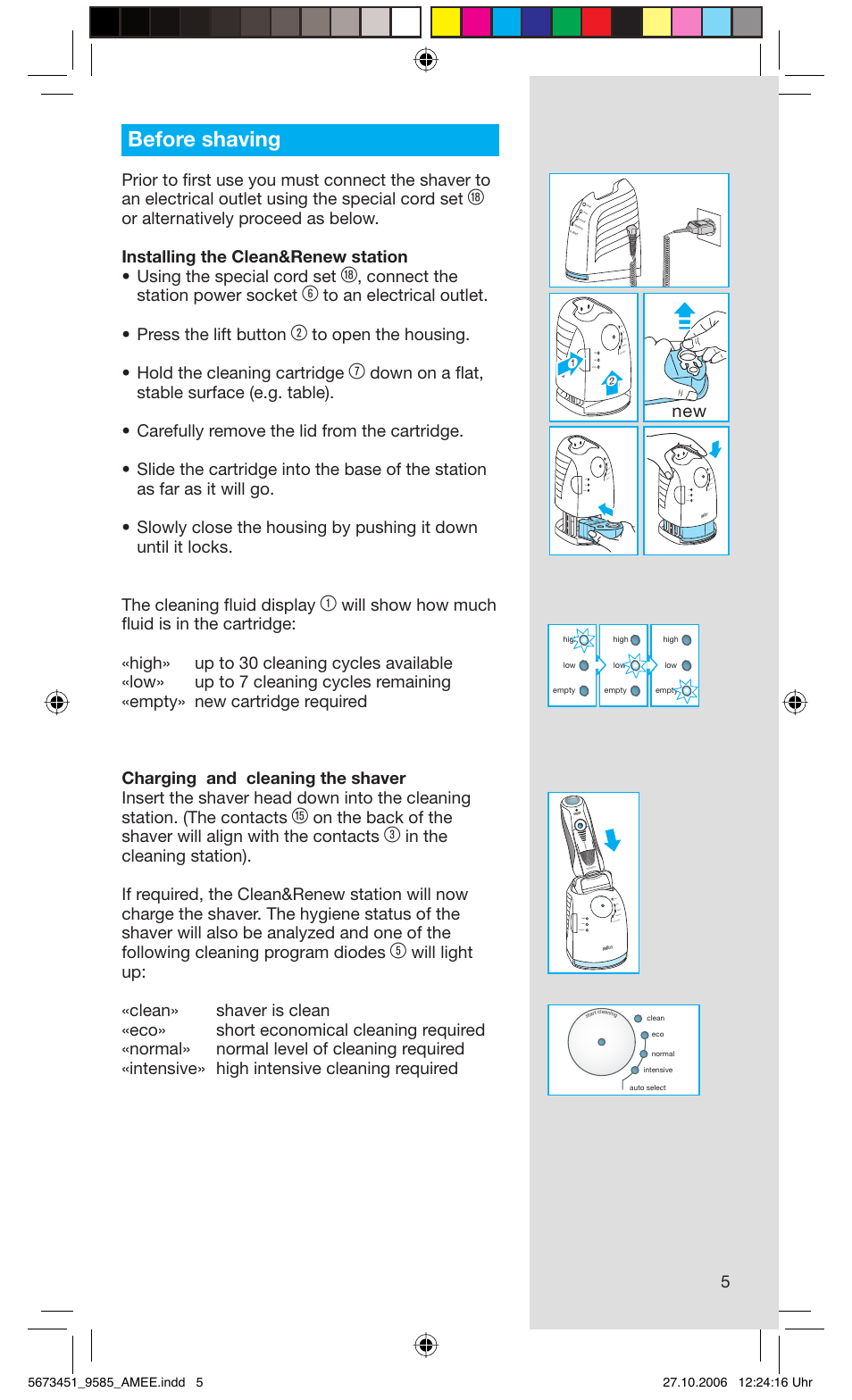 Before shaving, Connect the station power socket | Braun 9585 Pulsonic User Manual | Page 5 / 94