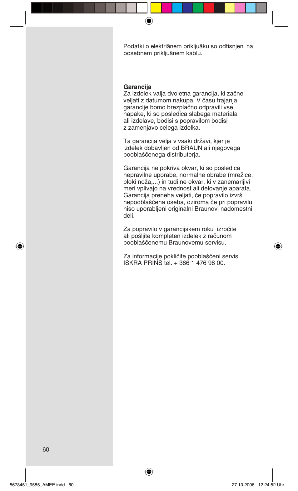 Braun 9585 Pulsonic User Manual | Page 60 / 94