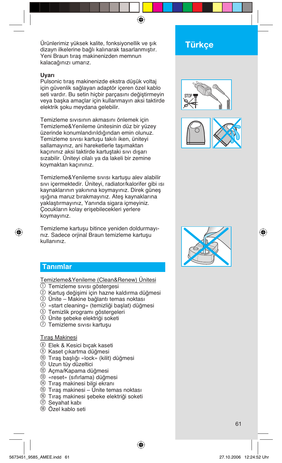 Türkçe, Tanımlar | Braun 9585 Pulsonic User Manual | Page 61 / 94