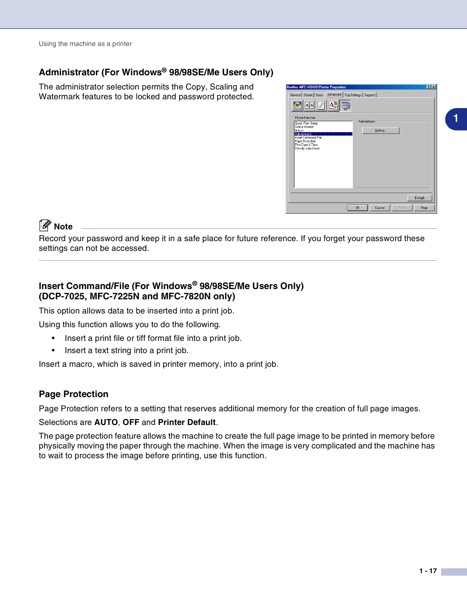 Administrator (for windows® 98/98se/me users only) | Brother DCP-7010L User Manual | Page 22 / 117