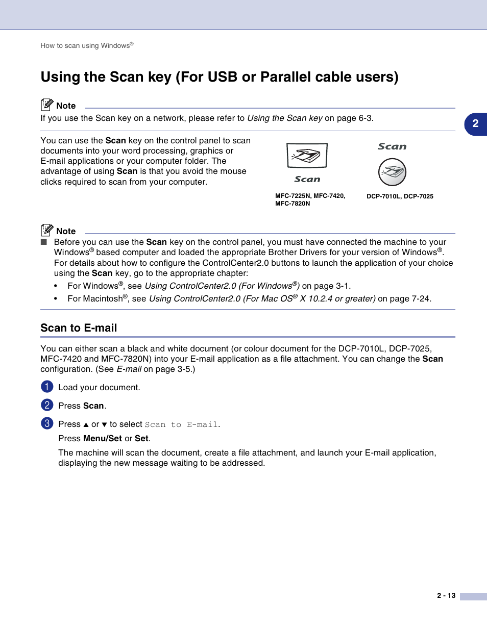 Scan to e-mail, Scan to e-mail -13 | Brother DCP-7010L User Manual | Page 40 / 117