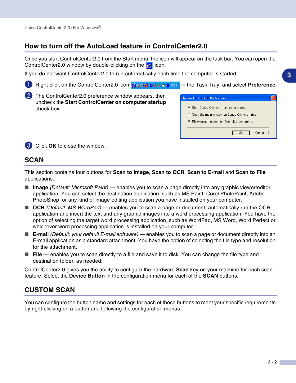 Scan, Custom scan | Brother DCP-7010L User Manual | Page 47 / 117