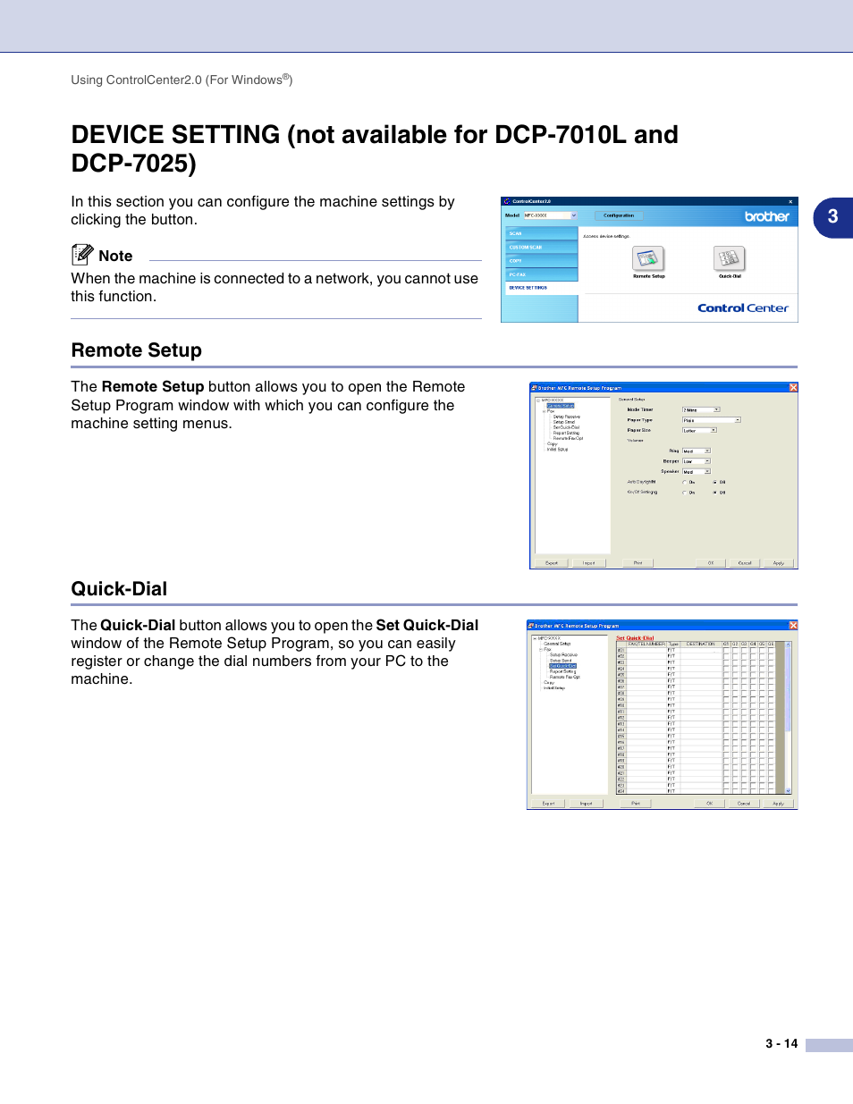 Remote setup, Quick-dial, Remote setup -14 quick-dial -14 | Brother DCP-7010L User Manual | Page 59 / 117