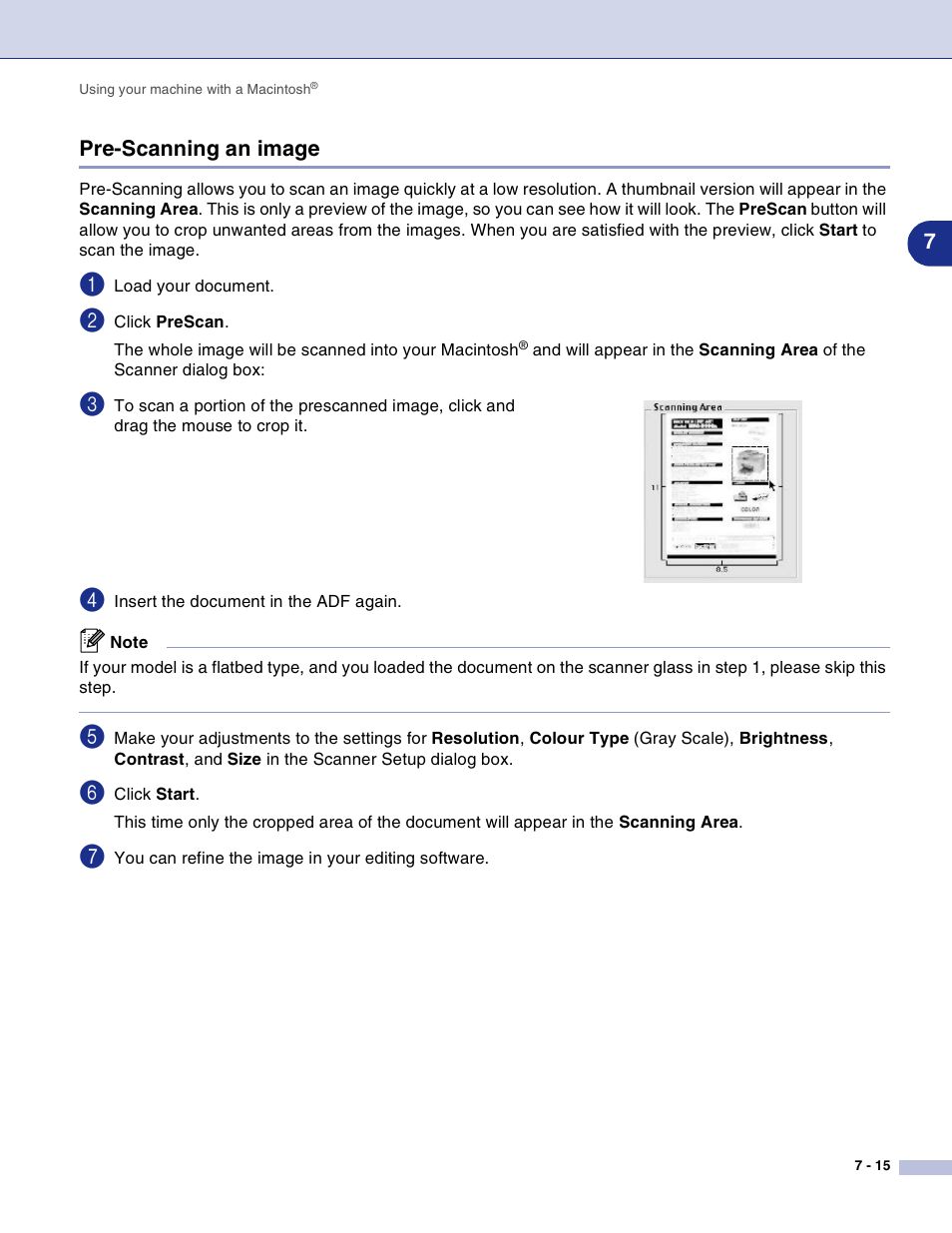 Pre-scanning an image, Pre-scanning an image -15 | Brother DCP-7010L User Manual | Page 94 / 117