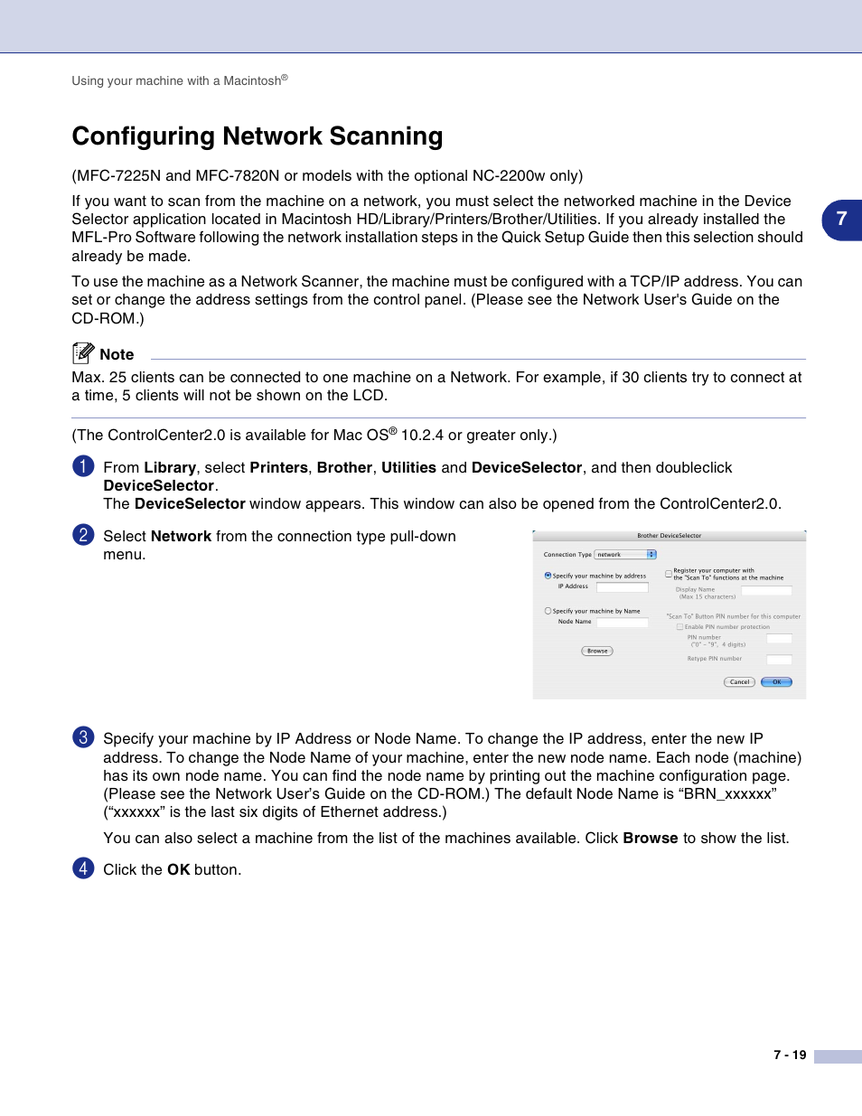 Configuring network scanning, Configuring network scanning -19 | Brother DCP-7010L User Manual | Page 98 / 117