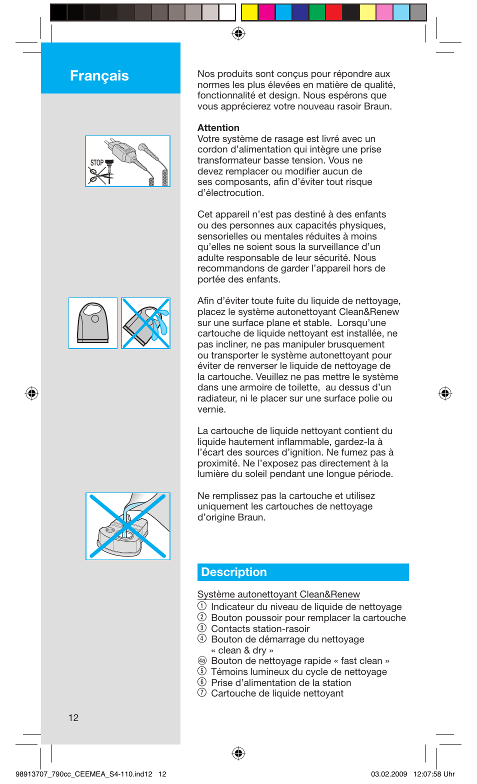 Français, Description | Braun 790cc Series 7 User Manual | Page 12 / 106