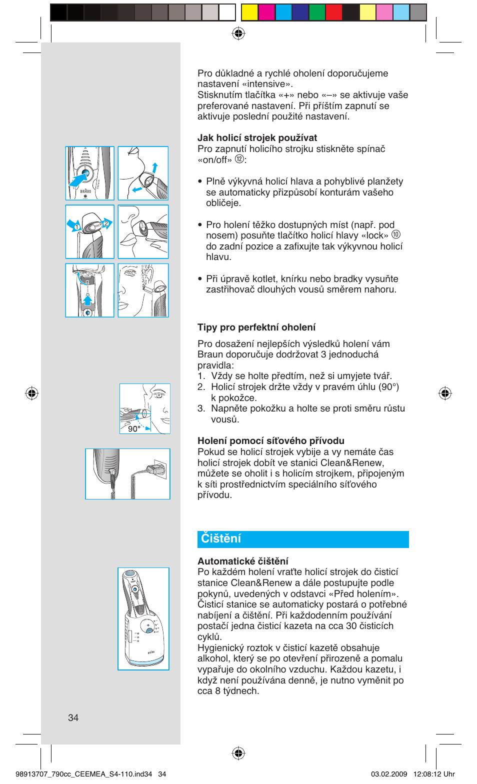 Čištění, Rese t | Braun 790cc Series 7 User Manual | Page 34 / 106