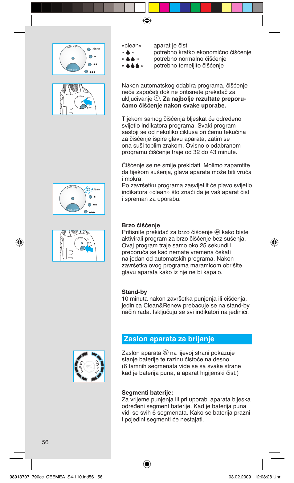 Zaslon aparata za brijanje, Zaslon aparata | Braun 790cc Series 7 User Manual | Page 56 / 106
