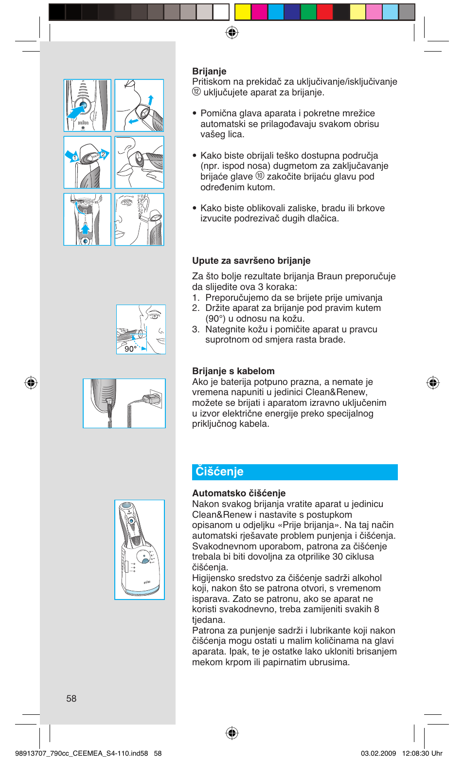 Čišćenje, Rese t | Braun 790cc Series 7 User Manual | Page 58 / 106