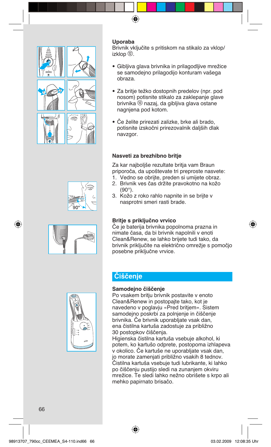 Čiščenje, Rese t | Braun 790cc Series 7 User Manual | Page 66 / 106