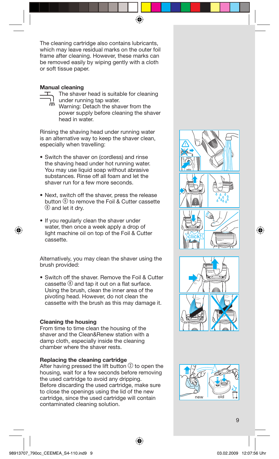 Click | Braun 790cc Series 7 User Manual | Page 9 / 106