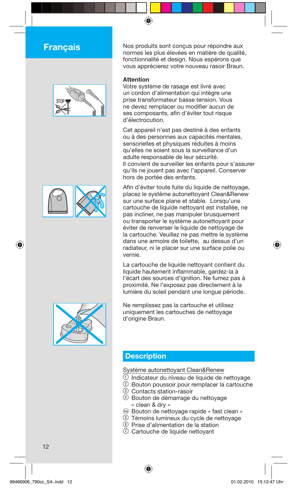 Français, Description | Braun 790cc-3 Series 7 User Manual | Page 12 / 101