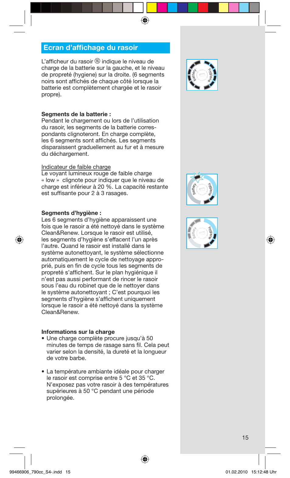 Ecran d’affi chage du rasoir, L’affi cheur du rasoir | Braun 790cc-3 Series 7 User Manual | Page 15 / 101