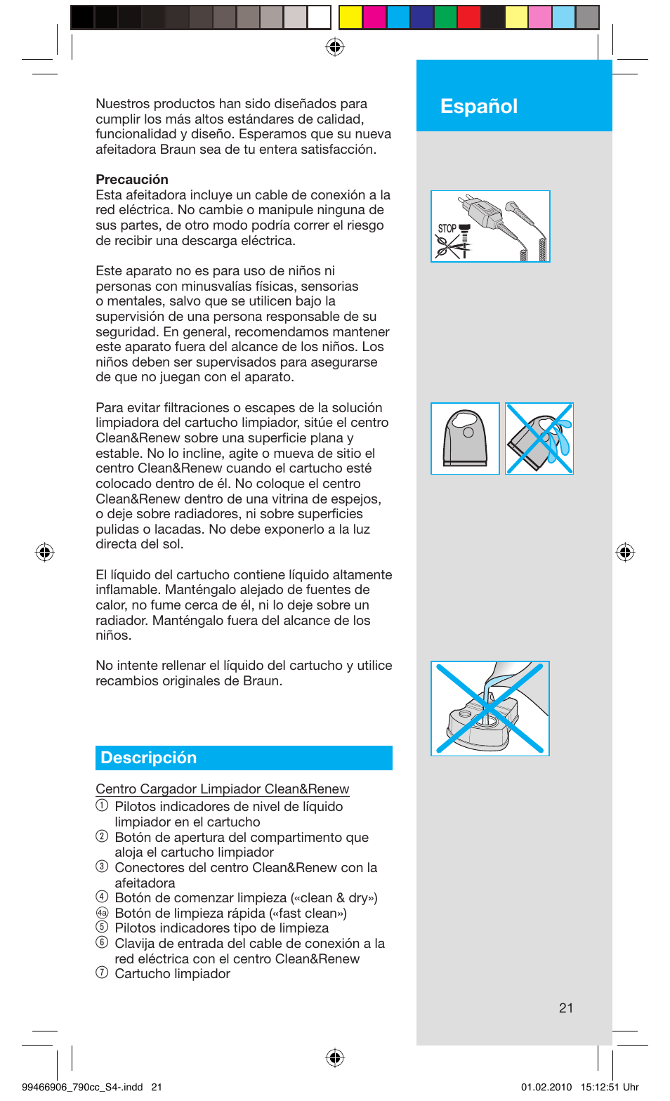 Español, Descripción | Braun 790cc-3 Series 7 User Manual | Page 21 / 101