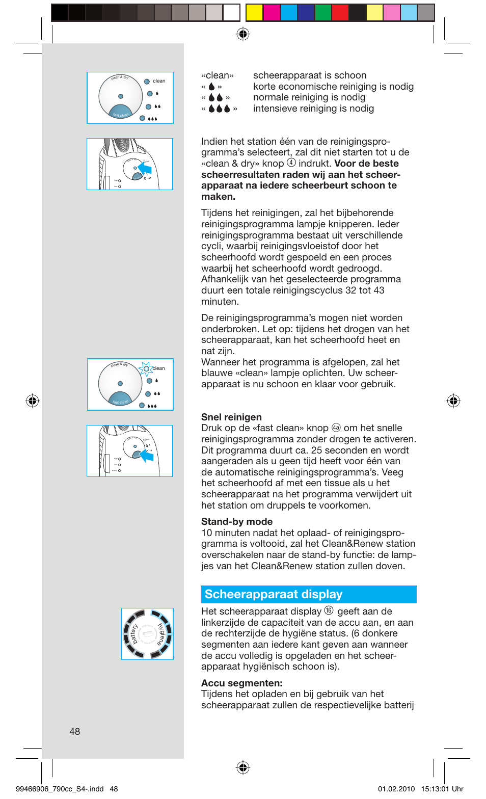 Scheerapparaat display, Het scheerapparaat display | Braun 790cc-3 Series 7 User Manual | Page 48 / 101