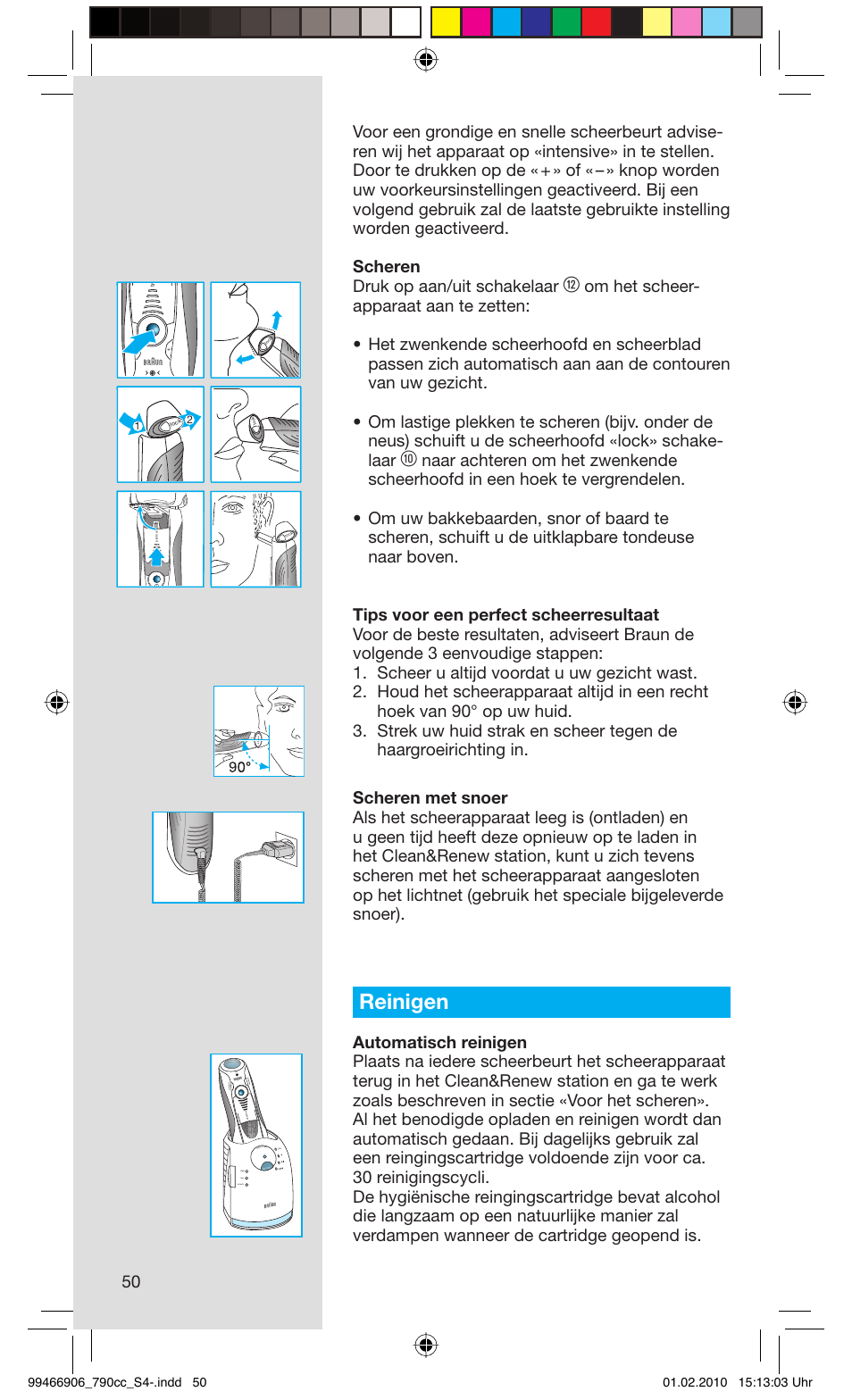 Reinigen, Rese t | Braun 790cc-3 Series 7 User Manual | Page 50 / 101