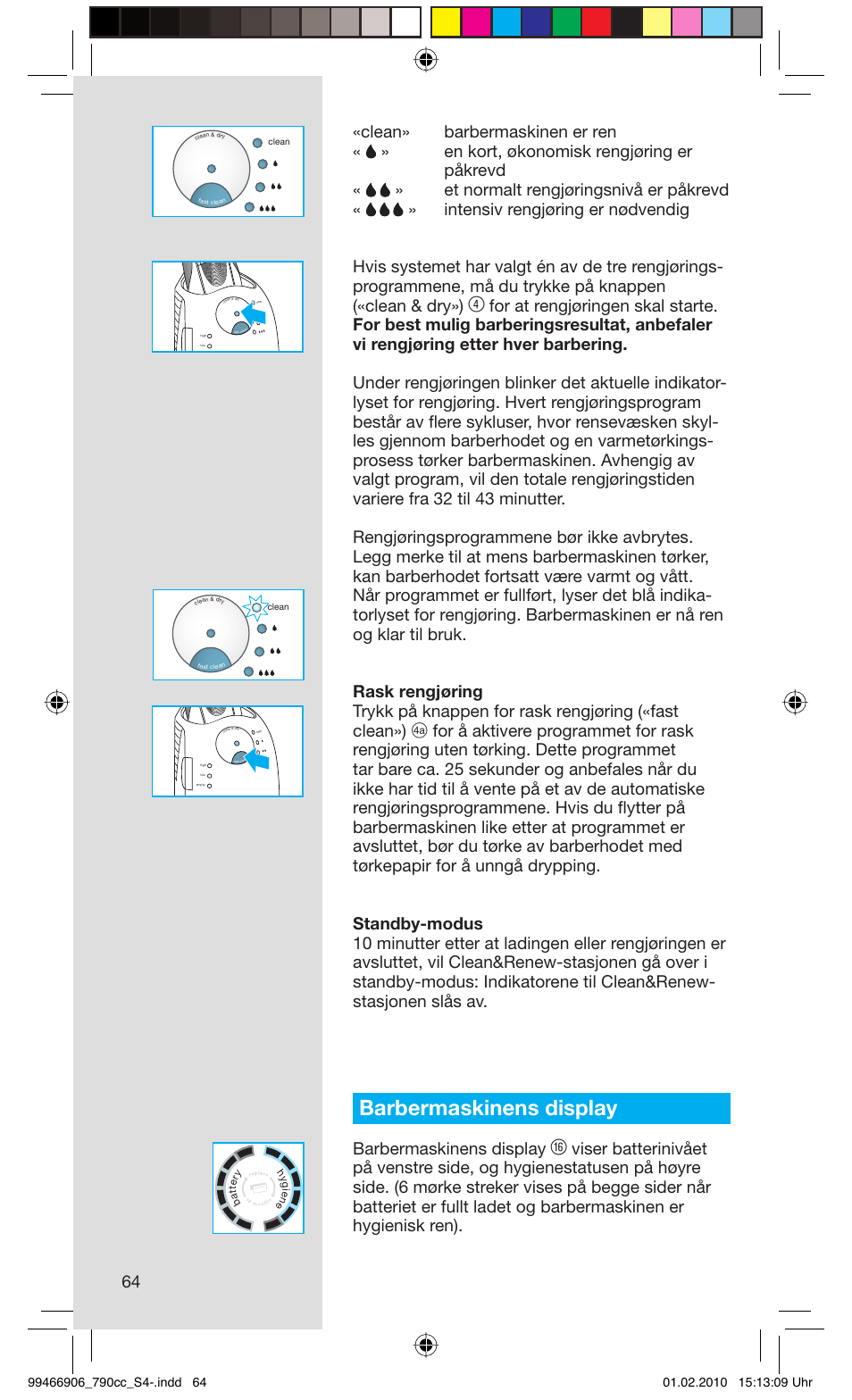 Barbermaskinens display | Braun 790cc-3 Series 7 User Manual | Page 64 / 101