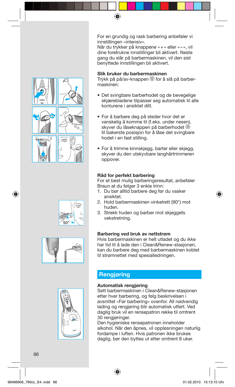 Rengjøring | Braun 790cc-3 Series 7 User Manual | Page 66 / 101